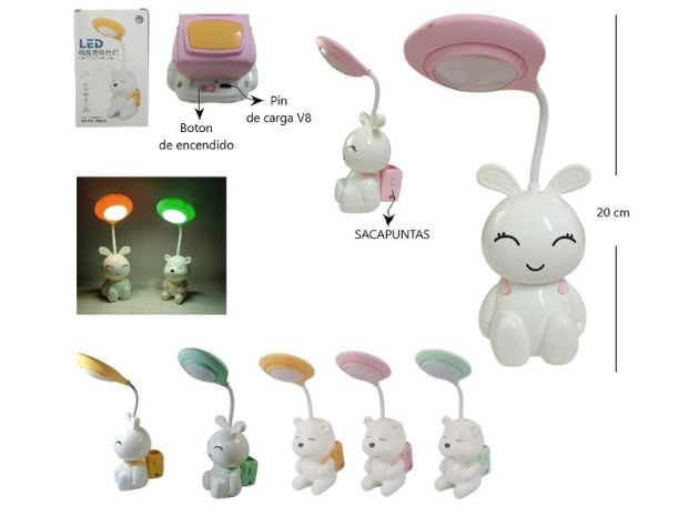 &u+ LAMPARA VELADOR DE MESA ESCRITORIO INFANTIL T-512C
